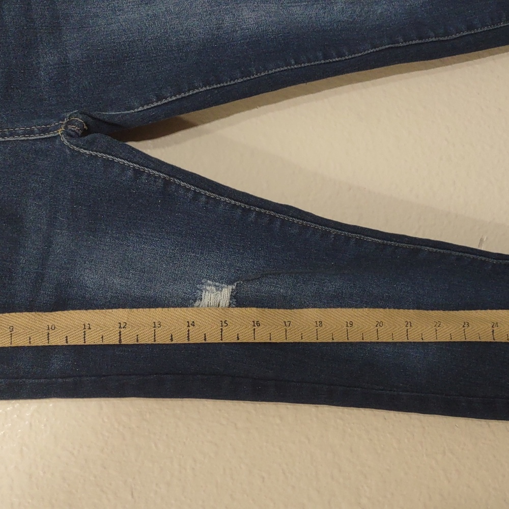 USED BLUE SAVVY DISTRESSED JEANS FRAY ON POCKETS SIZE 5/27 BLUE INSEAM 25INCH - Picture 7 of 14